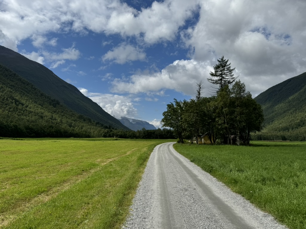 View of the sunny valley at the end of the trail.